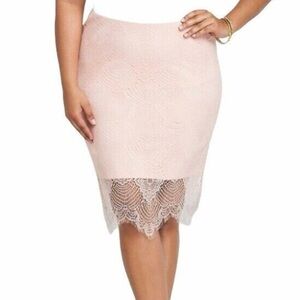 Torrid Lace Pencil Mini Fitted Zipper Closure Pink Skirt Size 1X